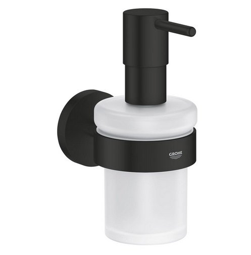 Диспенсер для рідкого мила Grohe Essentials 160 мл з утримувачем метал чорний матовий/матове скло 1022572430