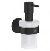 Диспенсер для жидкого мыла Grohe Essentials 160 мл с держателем металл черный матовый/матовое стекло 1022572430