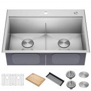 Мойка для кухни Kraus Kore двойная 76,2х55,9 см нержавеющая сталь KWT302-30