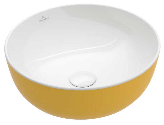 Раковина для ванної кімнати Villeroy & Boch Artis ⌀43 см без переливу TitanCeram Indian summer (жовтий) 417943BCW9