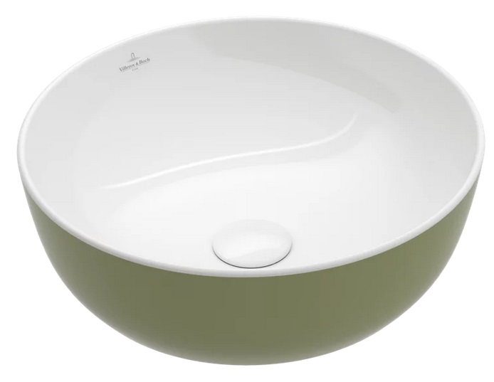 Раковина для ванной Villeroy & Boch Artis ⌀43 см без перелива TitanCeram sage green (зеленый шалфей) 417943BCS8