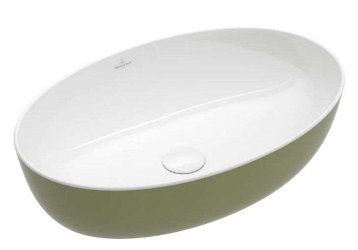 Раковина для ванної Villeroy & Boch Artis 61х41 см без переливу TitanCeram sage green (зелена шавлія) 419861BCS8