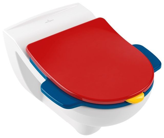 Дитяче сидіння з кришкою для унітазу Villeroy & Boch O.Novo Kids червоний вишневий/сонячно-жовтий/синій океан 8M12619C