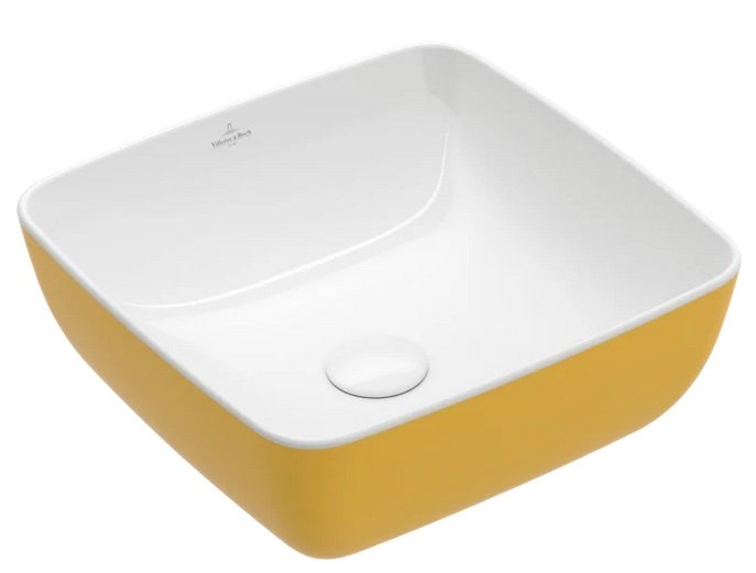 Раковина для ванної кімнати Villeroy & Boch Artis 41х41 см без переливу TitanCeram Indian summer (жовтий) 417841BCW9