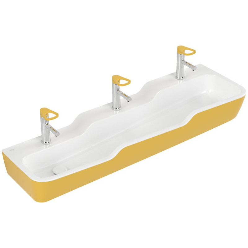 Раковина многоместная Villeroy & Boch O.Novo Kids 130х43 см сантехническая керамика солнечный желтый 4A0813BCP5