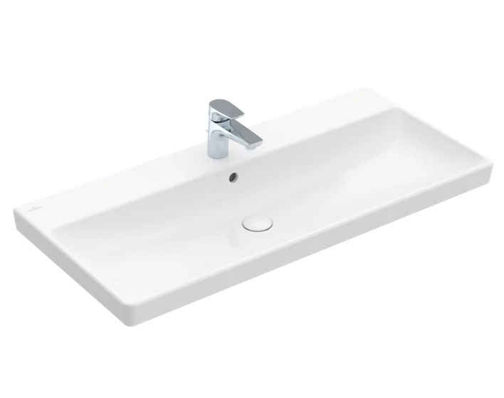 Раковина Villeroy & Boch Avento 100х47 см с переливом санитарная керамика CeramicPlus альпийский белый 4156A5R1