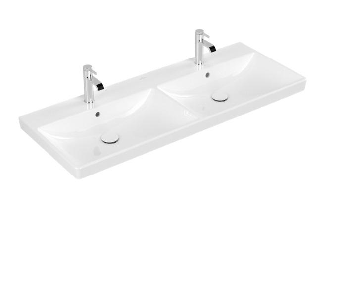 Раковина Villeroy&Boch Avento 120х47 см подвійна санітарна кераміка CeramicPlus альпійський білий 4A23CKR1