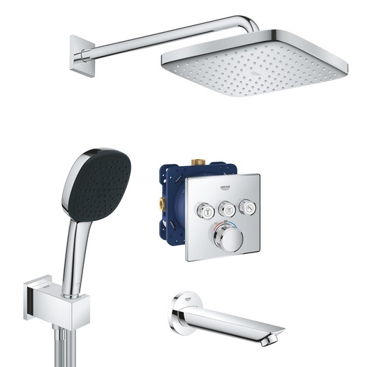 Душева система прихованого монтажу Grohe QuickFix Grohtherm SmartControl з Vitalio Comfort 250 Cube хром UA202802C3