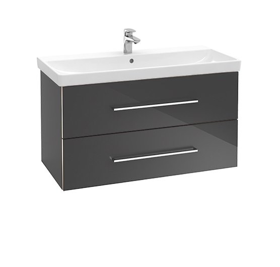 Тумба під раковину Villeroy&Boch Avento 98х48,4 см МДФ з акриловим покриттям скло сіре A89200B1