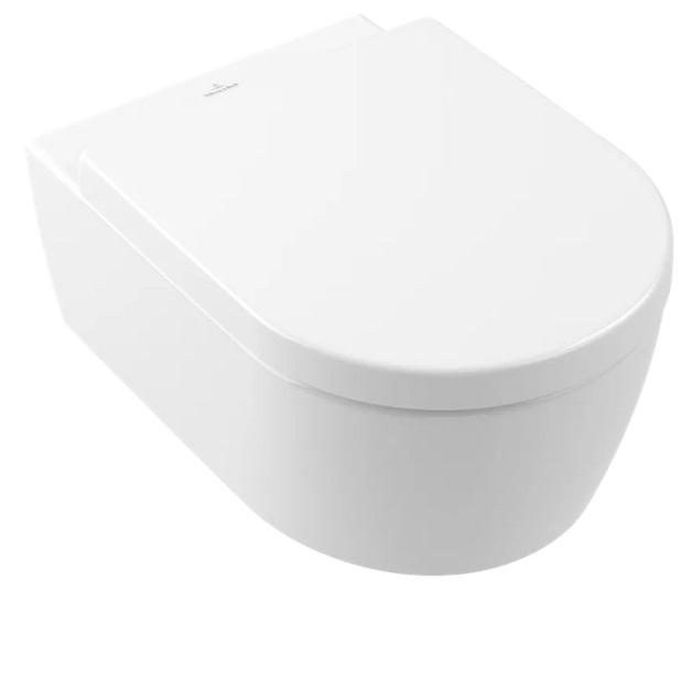 Унитаз подвесной Villeroy & Boch Avento 37х53 см с крышкой санитарная керамика альпийский белый 5656HR01