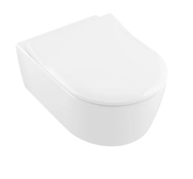 Унитаз подвесной Villeroy & Boch Avento 37х53 см с крышкой санитарная керамика альпийский белый 5656RS01