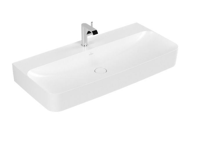 Раковина Villeroy & Boch Finion 100х47 см со скрытым переливом TitanCeram CeramicPlus каменный белый 41681BRW