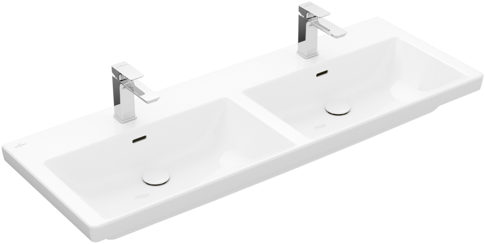 Раковина Villeroy & Boch Subway 3.0 130х47,5 см с переливом TitanCeram CeramicPlus альпийский белый 4A71D5R1