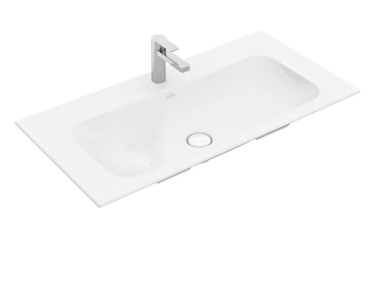 Раковина Villeroy & Boch Finion 100х50 см со скрытым переливом TitanCeram CeramicPlus каменный белый 4164ABRW
