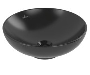 Раковина Villeroy & Boch Loop & Friends ⌀42 см з переливом TitanCeram CeramicPlus Ebony (чорний матовий) 4A4600S5