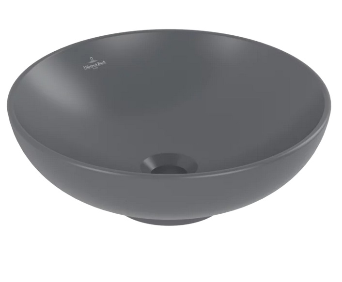 Раковина Villeroy & Boch Loop & Friends ⌀42 см з переливом TitanCeram CeramicPlus графіт 4A4600i4
