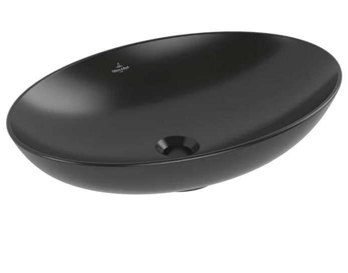 Раковина Villeroy & Boch Loop & Friends 62х42 см с переливом TitanCeram CeramicPlus Ebony (черный матовый) 4A4800S5