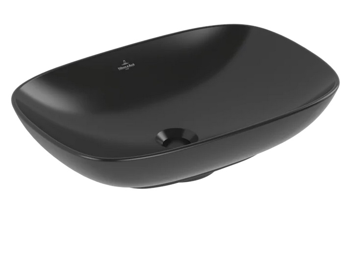 Раковина Villeroy & Boch Loop & Friends 56х38 см с переливом TitanCeram CeramicPlus Ebony (черный матовый) 4A4900S5