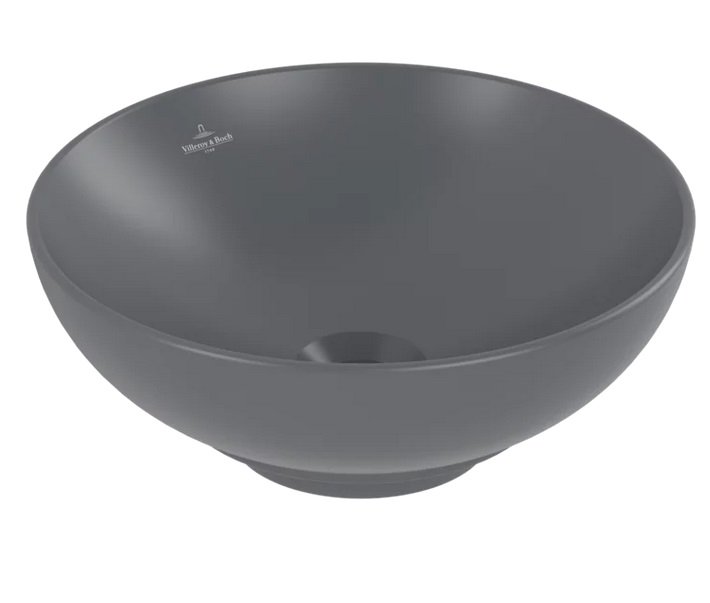 Раковина Villeroy & Boch Loop & Friends ⌀38 см із переливом TitanCeram CeramicPlus графіт 4A4500i4