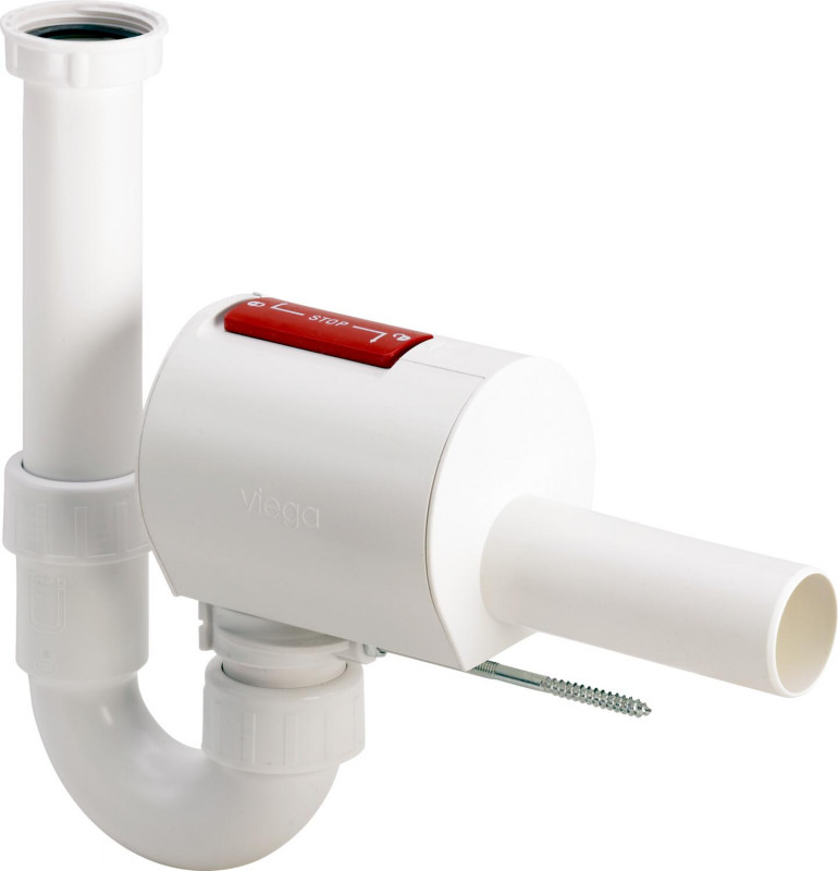 Сифон для раковины Viega Sperrfix трубный DN40 1½ с функцией обратного клапана пластик белый 607128