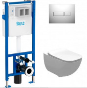 Система инсталляции Roca Duplo Nova WC с унитазом Alegra с сидением и кнопкой смыва хром A89P120020+A34H139000
