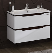 Тумба Sanwerk Alessa Air 70 см с раковиной Qtap МДФ белый/венге MV0000877