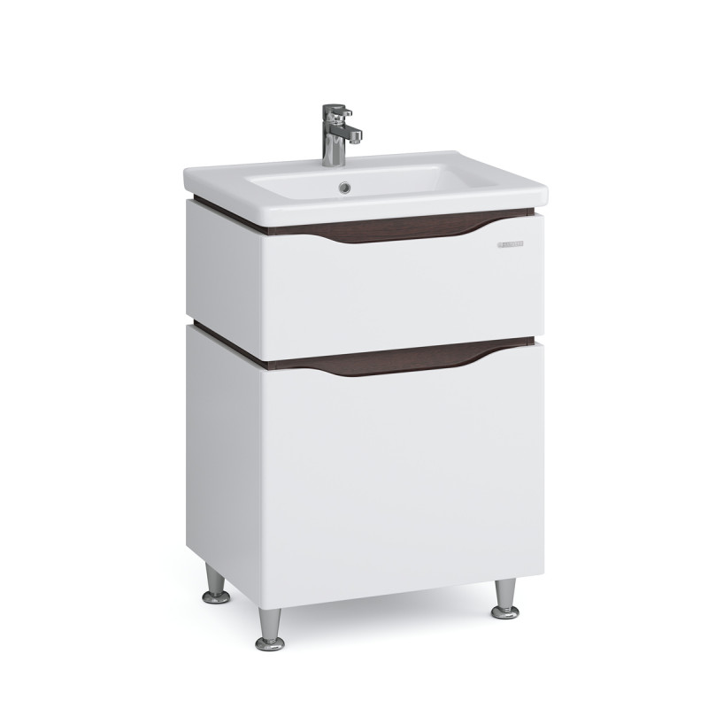 Тумба Sanwerk Alessa 60 см із раковиною Space Line МДФ білий/венге MV0000873