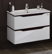 Тумба Sanwerk Alessa Air 70 см с раковиной Qtap МДФ белый/венге MV0000877