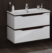 Тумба Sanwerk Alessa Air 70 см з раковиною Qtap МДФ білий/венге MV0000877