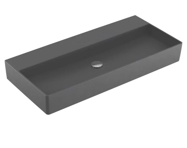 Раковина Villeroy & Boch Memento 2.0 100х47 см без перелива шлифованная TitanCeram CeramicPlus графит 4A221FI4