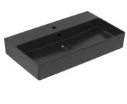 Раковина Villeroy & Boch Memento 2.0 80х47 см с переливом шлифованная TitanCeram CeramicPlus Ebony (черный матовый) 4A228GS5