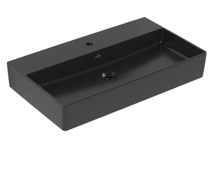 Раковина Villeroy & Boch Memento 2.0 80х47 см без переливу шліфована TitanCeram CeramicPlus Ebony (чорний матовий) 4A228LS5