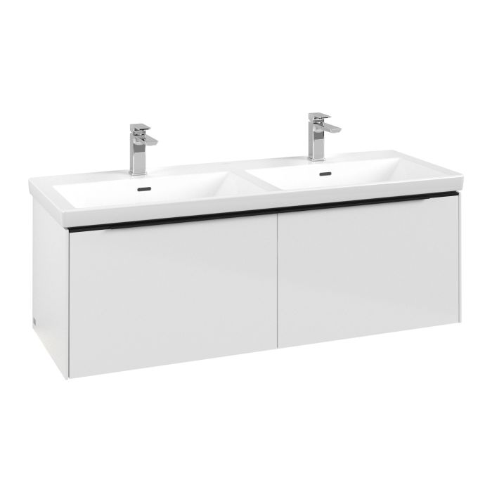 Тумба під раковину Villeroy & Boch Subway 3.0 127х42,9 см ДСП/алюміній діамантовий білий/чорний вулкан C567L1VE