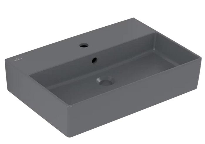 Раковина Villeroy & Boch Memento 2.0 60х42 см з переливом шліфована TitanCeram CeramicPlus графіт 4A226GI4