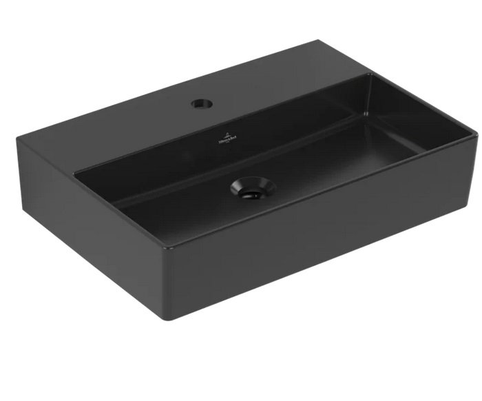 Раковина Villeroy & Boch Memento 2.0 60х42 см без переливу шліфована TitanCeram CeramicPlus Ebony (чорний матовий) 4A226LS5