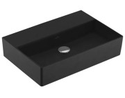 Раковина Villeroy & Boch Memento 2.0 60х42 см без перелива шлифованная TitanCeram CeramicPlus Ebony (черный матовый) 4A226FS5
