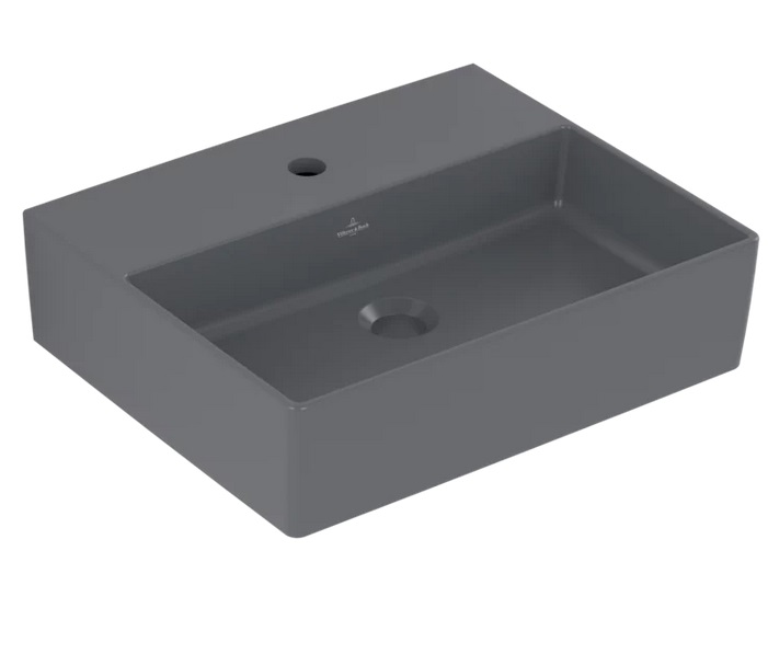 Раковина Villeroy & Boch Memento 2.0 50х42 см без перелива шлифованная TitanCeram CeramicPlus графит 4A225LI4
