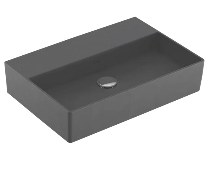 Раковина Villeroy & Boch Memento 2.0 60х42 см без переливу шліфована TitanCeram CeramicPlus графіт 4A226FI4