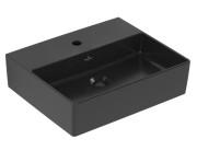 Раковина Villeroy & Boch Memento 2.0 50х42 см без перелива шлифованная TitanCeram CeramicPlus Ebony (черный матовый) 4A225LS5
