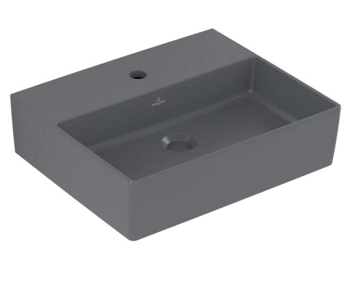 Раковина Villeroy & Boch Memento 2.0 50х42 см без переливу шліфована TitanCeram CeramicPlus графіт 4A225LI4