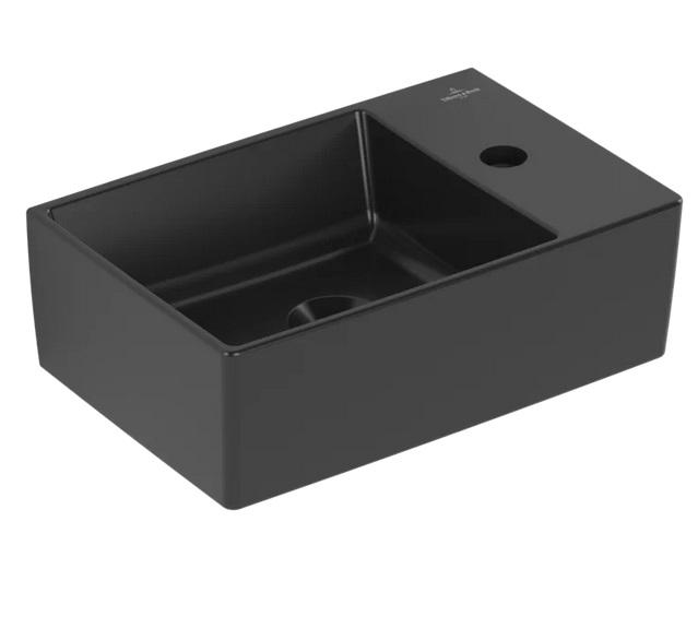 Раковина Villeroy & Boch Memento 2.0 40х26 см без переливу шліфована TitanCeram CeramicPlus Ebony (чорний матовий) 43234GS5