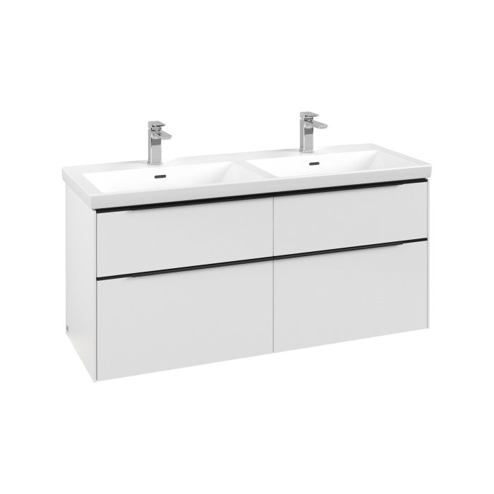 Тумба під раковину Villeroy & Boch Subway 3.0 127,2х57,6 см ДСП/алюміній чистий білий/чорний вулкан C568L1VF