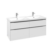 Тумба під раковину Villeroy & Boch Subway 3.0 127,2х57,6 см ДСП/алюміній чистий білий/чорний вулкан C568L1VF