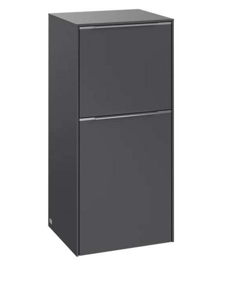 Шафка для ванної Villeroy & Boch Subway 3.0 40х36,2 см петлі зліва ДСП графіт/ручка алюміній глянсовий C59400VR