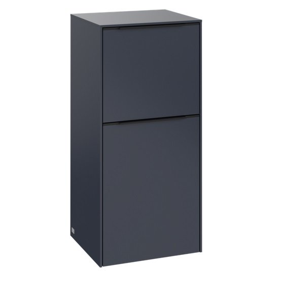 Шафка для ванної Villeroy & Boch Subway 3.0 40х36,2 см петлі зліва ДСП морський синій/ручка вулканічний чорний C59401VQ