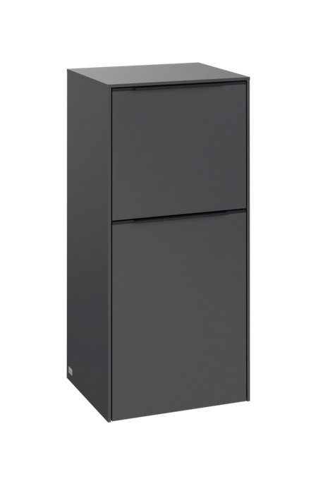 Шафка для ванної Villeroy & Boch Subway 3.0 40х36,2 см петлі зліва ДСП графіт/ручка вулканічний чорний C59401VR