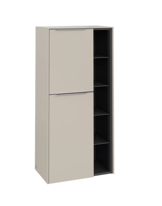 Полупенал Villeroy & Boch Subway 3.0 57,4х36,2х120 см петли слева ДСП кашемировый серый/ручка алюминий глянцевый C59800VN