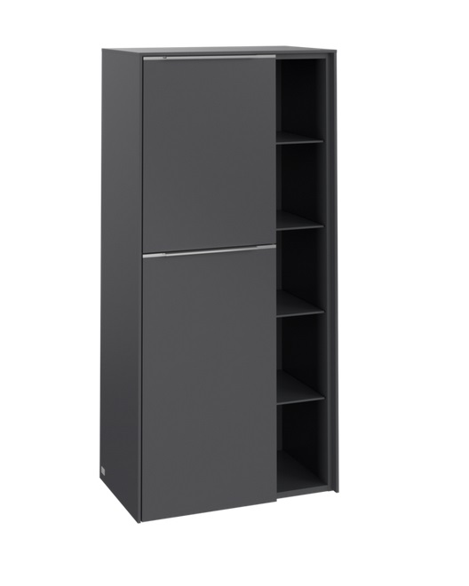 Полупенал Villeroy & Boch Subway 3.0 57,4х36,2х120 см петли слева ДСП графит/ручка алюминий глянцевый C59800VR