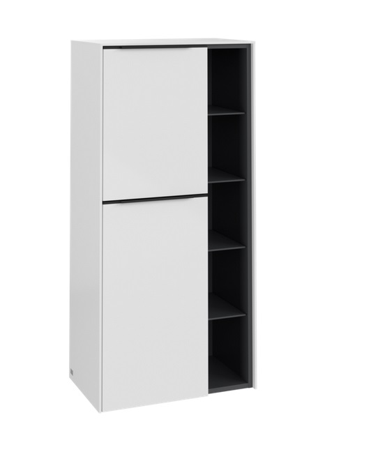 Полупенал Villeroy & Boch Subway 3.0 57,4х36,2х120 см петли слева ДСП бриллиантовый белый/ручка вулканический черный C59801VE