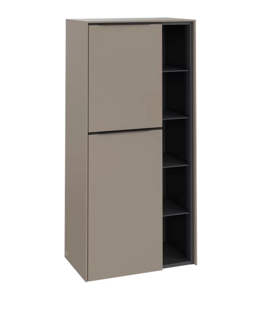 Напівпенал Villeroy & Boch Subway 3.0 57,4х36,2х120 см петлі ліворуч ДСП сіро-коричневий/ручка вулканічний чорний C59801VM